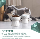 KUTKUT Ceramic Eelevated Anti Vomiting Pet Food Bowl (Pack of 1 (Oval White)) - kutkutstyle