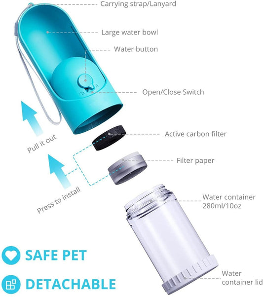 KUTKUT Dog Portable, Leakproof Retractable Water Bottle for Puppy & Small Dogs, Lightweight Pet Water Dispenser for Outdoor Walking,Travel, Food Grade Plastic BPA Free (220 ML)… - kutkutsty