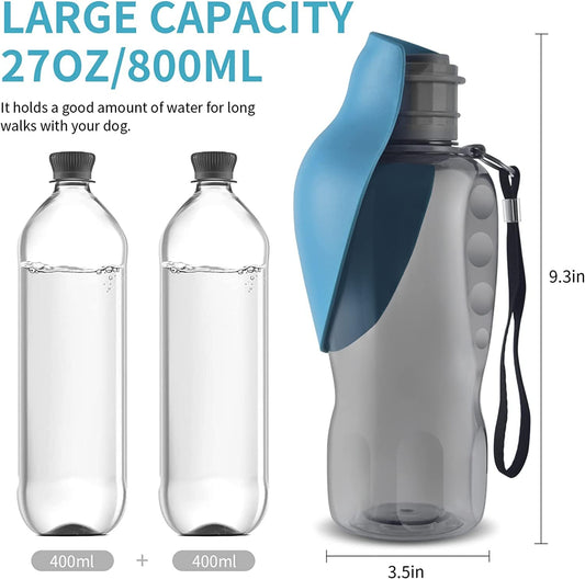 KUTKUT Dog Water Bottle, Portable Dog Water Bottle, 800ML Dog Water Dispenser with Leak-Proof Design for Dog Walking, Hiking and Traveling BPA-Free Materials (Blue, 800ml)… - kutkutstyle