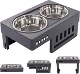 KUTKUT Elevated Dog Bowls 3 Adjustable Heights, Raised Dog Bowl for Large Medium Small Dogs and Pets, Dog Bowl Stand with 2 Stainless Steel Dog Food Bowls, 3 Heights 3"/7.3"/11.2"… - kutkut