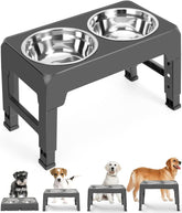 KUTKUT Elevated Dog Bowls 4 Adjustable Heights, Raised Dog Bowl for Large Medium Small Dogs and Pets, Dog Bowl Stand with 2 Stainless Steel Dog Food Bowls, 4 Heights 3.1", 8.6", 10.2", 11.8"