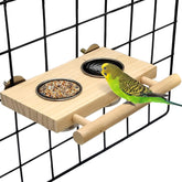 KUTKUT Bird Food & Water Stainless Steel Cups Wooden Perch Stand Hanging Feeder Bowls Feeding and Watering Supplies for Parakeets Conures Cockatiels Budgie Parrot - kutkutstyle