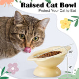 KUTKUT 2Pcs Ceramic Raised Cat Food Bowl, Tilted Flower Shaped Food or Water Bowl for Cats and Small Dogs, Anti Vomiting Pet Feeder Dish Whisker Fatigue Cat Bowl (Capacity: 200ML) - kutkutsty