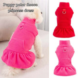 KUTKUT 2Pcs Turtleneck Dog Sweater for Small Dog Cat Girl, Fall Dog Sweater Dress with Pocket D-Ring, Puppy Sweater Fleece Dog Dress with Harness, Dog Dress Pet Clothes - kutkutstyle