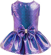 KUTKUT Festival Cute Small Girl Dog & Cat Dress, Mermaid Look Party Princess Dress for Small Dogs Cat Girl Puppy Kitten, Ribbon Bow Dress for ToyPom, Maltese, Yorkii, Papillon - kutkutstyle