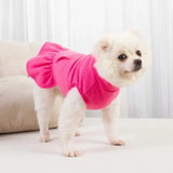 KUTKUT Turtleneck Dog Sweater for Small Dog Cat Girl, Fall Dog Sweater Dress with Pocket D-Ring, Puppy Sweater Fleece Dog Dress with Harness, Dog Dress Pet Clothes - kutkutstyle