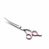 7 Inch, 4 Pcs/ Set 4CR Stainless Steel Heavy Duty Titanium Coated Pet Grooming Scissors Kit ,Safety Round Tip- Thinning, Straight, Curved Shears for Long Short Hair for Dog/Cat, Dog Scissor, 