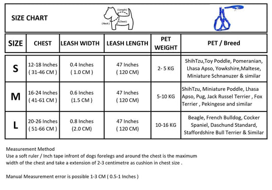 KUTKUT Adjustable | Step in Basic Nylon Harness and Leash for Puppy Outdoor Running Training Walk (Size: S, Adjustable Chest: 31cm-46cm) - kutkutstyle