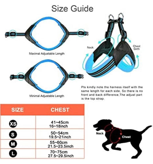 KUTKUT Adjustable 3M Reflective Easy Control Pet Harness, No Pull, Ultra Soft Breathable Padded with 2 Adjustable Botton for Small Dogs - kutkutstyle