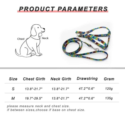 KUTKUT Adjustable & Breathable Harness and Leash Set | No Choke No Pull Canvas Print, Escape-Proof Harness for Small Dogs/Cats - kutkutstyle