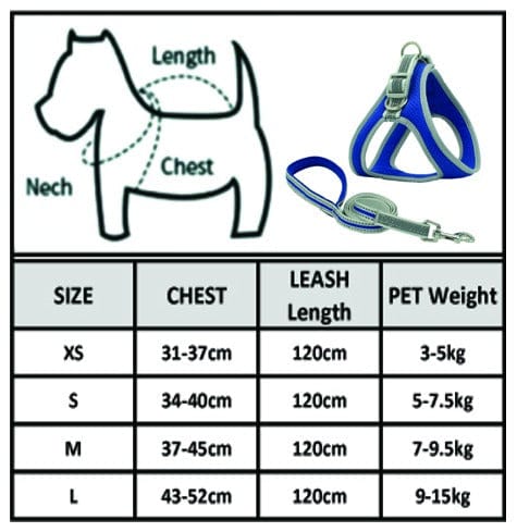 KUTKUT Adjustable Reflective Breathable Soft Pet Chest Vest Harness and Leash with Air Mesh No Pull for Strap for Small Dogs and Cats - kutkutstyle