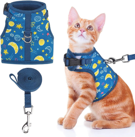 KUTKUT Cat & Small Dog Puppy Harness with Leash and Collar for Walking - Escape Proof - Adjustable Soft Vest Harnesses for Small Dogs and Cats - kutkutstyle
