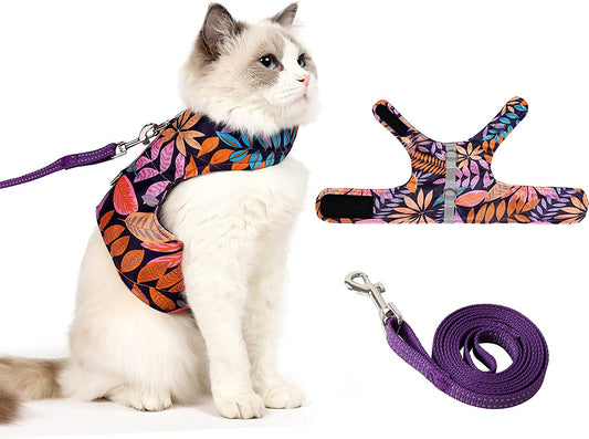 KUTKUT Kitten Escape Proof Harness and Leash for Walking Air Mesh Fabric Outdoor Walking Vest with Reflective Strips for Cute Kittens and Small Puppies - kutkutstyle