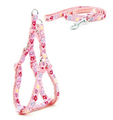 KUTKUT Adjustable Without Choke and Pull | Floral & Heart Print | Puppy Girl/Boy/Dog Harness and Leash Set (Size: S, Adjustable Chest:31-46 cm) - kutkutstyle