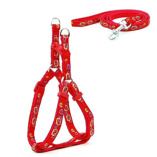 KUTKUT Adjustable No-Pull & No-Choke | Soft Cute Step-in | Small Puppy Girl Boy Dog Harness and Leash Set (Red, Size: S, Adjustable Chest:31-46 cm) - kutkutstyle