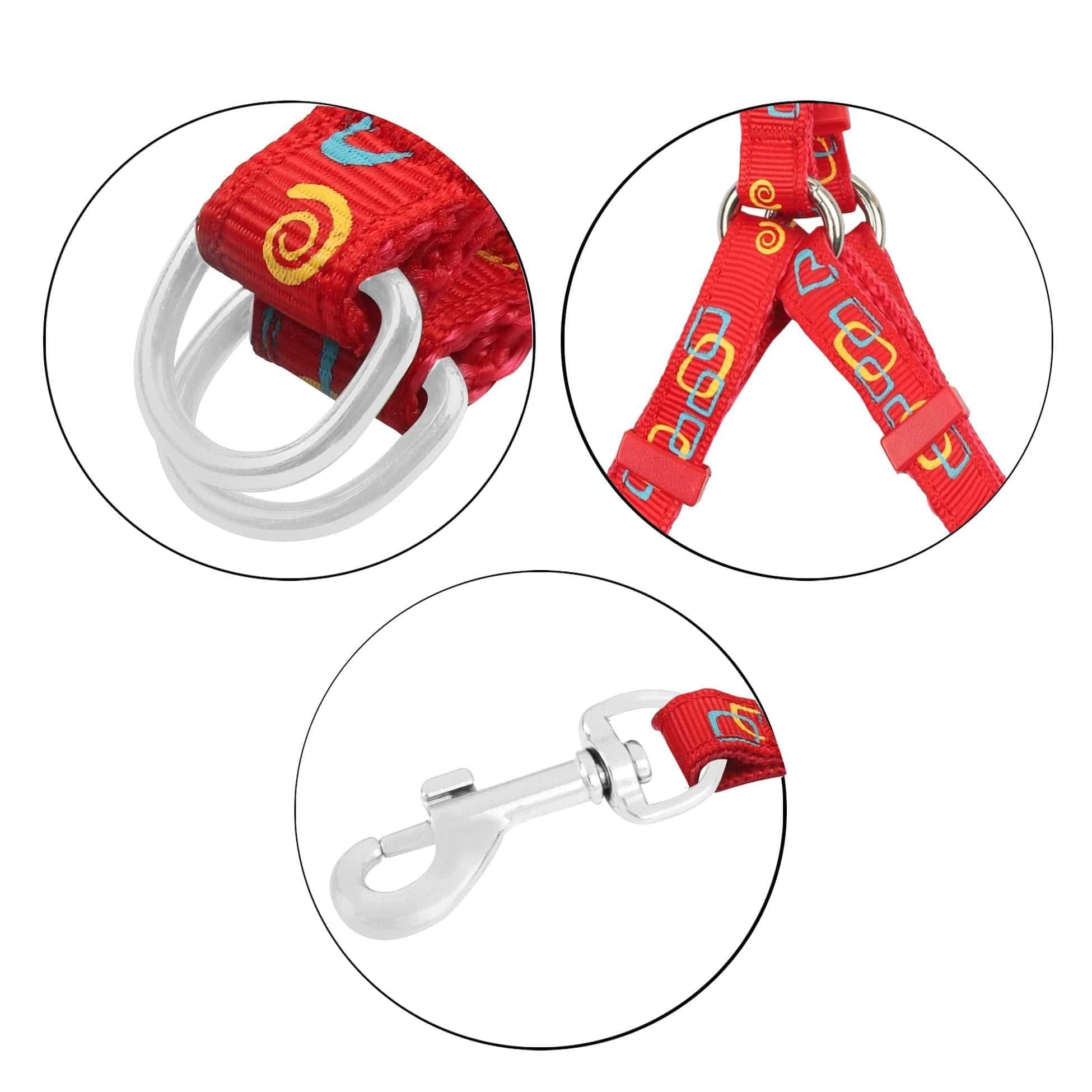 KUTKUT Adjustable No-Pull & No-Choke | Soft Cute Step-in | Small Puppy Girl Boy Dog Harness and Leash Set (Red, Size: S, Adjustable Chest:31-46 cm) - kutkutstyle