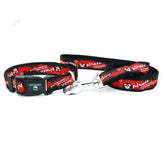 KUTKUT Dog Collar Combo Set | Matching Collar & Leash | Safety Set for Daily Outdoor Walking Running Training Small Medium Dogs Cats (Red, Adjustable Neck: 38cm - 54cm) - kutkutstyle