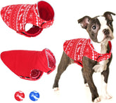 KUTKUT Christmas Dog Winter Coat Pet Sweater, 2-in-1 Dog Fleece Jacket Reflective Pet Warm Vest, Cold Weather Christmas Costume Dog Clothes for Puppies and Small Dogs - kutkutstyle