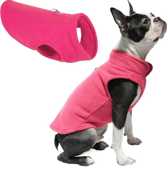 KUTKUT Fleece Lightweight Dog Sweater | Warm Pullover Polar Fleece Dog Jacket with Leash Attachment | Winter Small Dog Coat for Yorkie, Maltese, Chihuahua, Shih Tzu etc. (Pink) - kutkutstyle