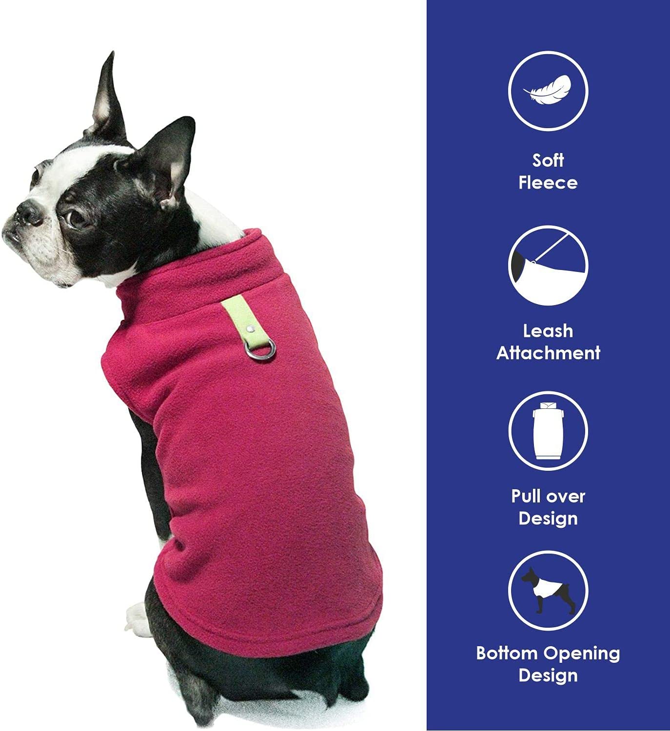 KUTKUT Fleece Vest Dog Sweater - Warm Pullover Fleece Jacket with Leash Attachment - Winter Small Dog Sweater Coat - Cold Weather Dog Clothes for Small Dogs ShishTzu, Lahsa Apso, King Charls
