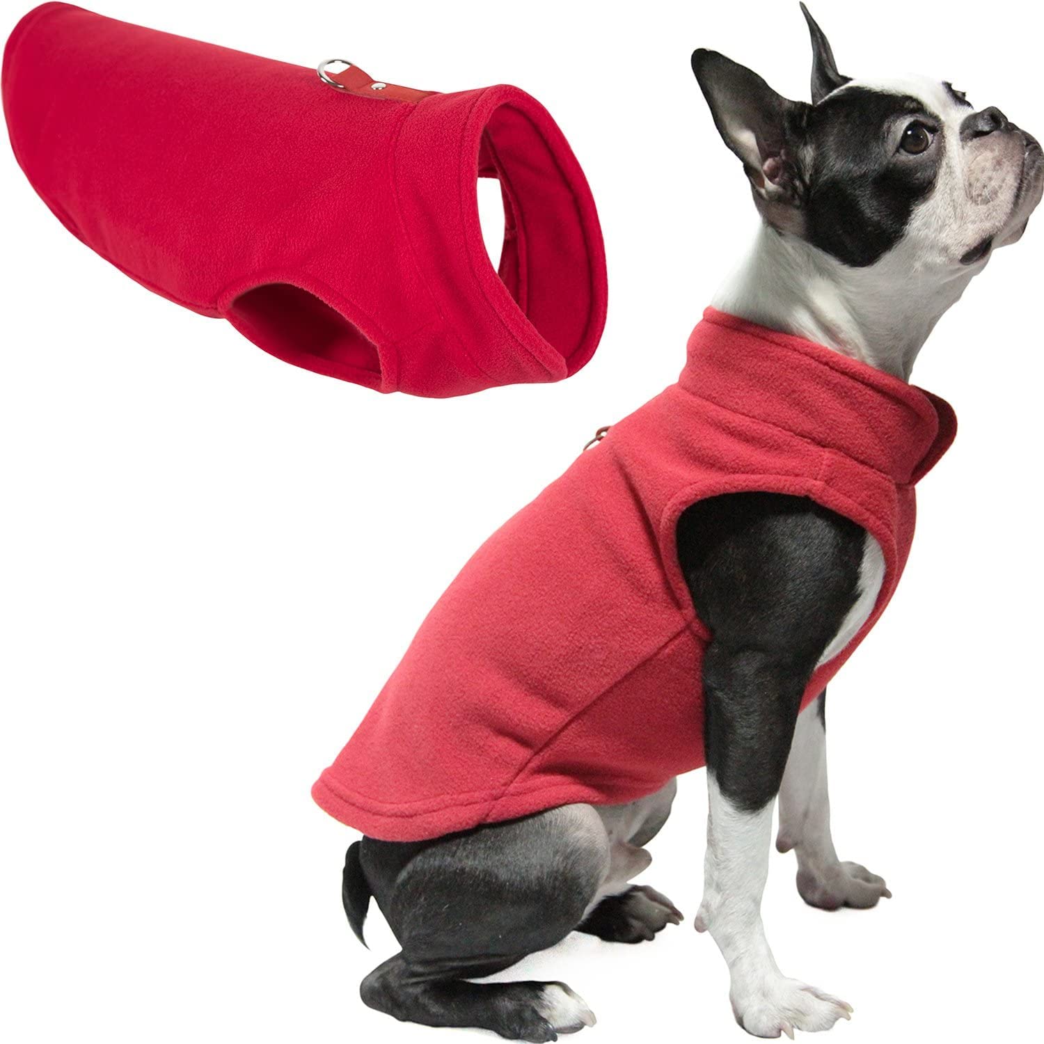 KUTKUT Fleece Vest Dog Sweater - Warm Pullover Fleece Jacket with Leash Attachment - Winter Small Dog Sweater Coat - Cold Weather Dog Clothes for Small Dogs ShishTzu, Lahsa Apso, King Charls