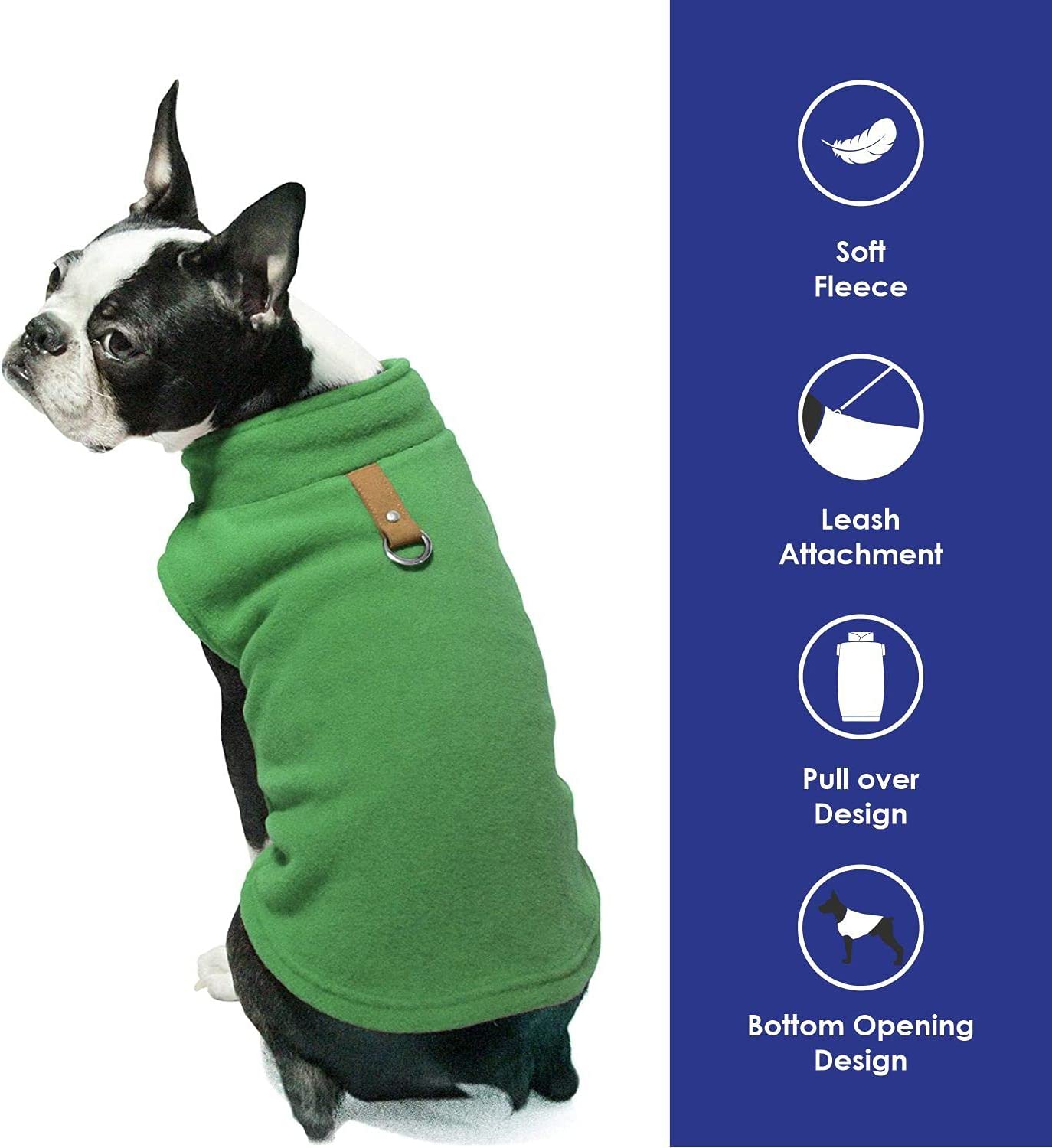 KUTKUT Fleece Vest Dog Sweater - Warm Pullover Fleece Jacket with Leash Attachment - Winter Small Dog Sweater Coat - Cold Weather Dog Clothes for Small Dogs ShishTzu, Lahsa Apso, King Charls