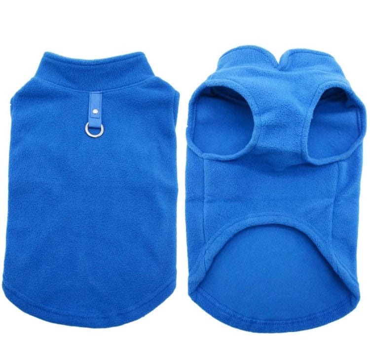 KUTKUT Lightweight Dog Fleece Sweater | Warm Pullover Polar Fleece Dog Jacket with Leash Attachment | Winter Small Dog Coat for Yorkie, Maltese, Chihuahua, Shih Tzu etc. (Blue) - kutkutstyle