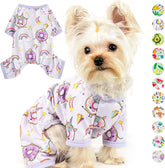 KUTKUT Small Dog Bodysuit, Dog Pjs Spring Doggie Onesies Summer Pet Jammies Dog Clothes for Puppies Small Dogs Girl, Cat Apparel Outfit For ShihTzu, Maltese, Bichon - kutkutstyle