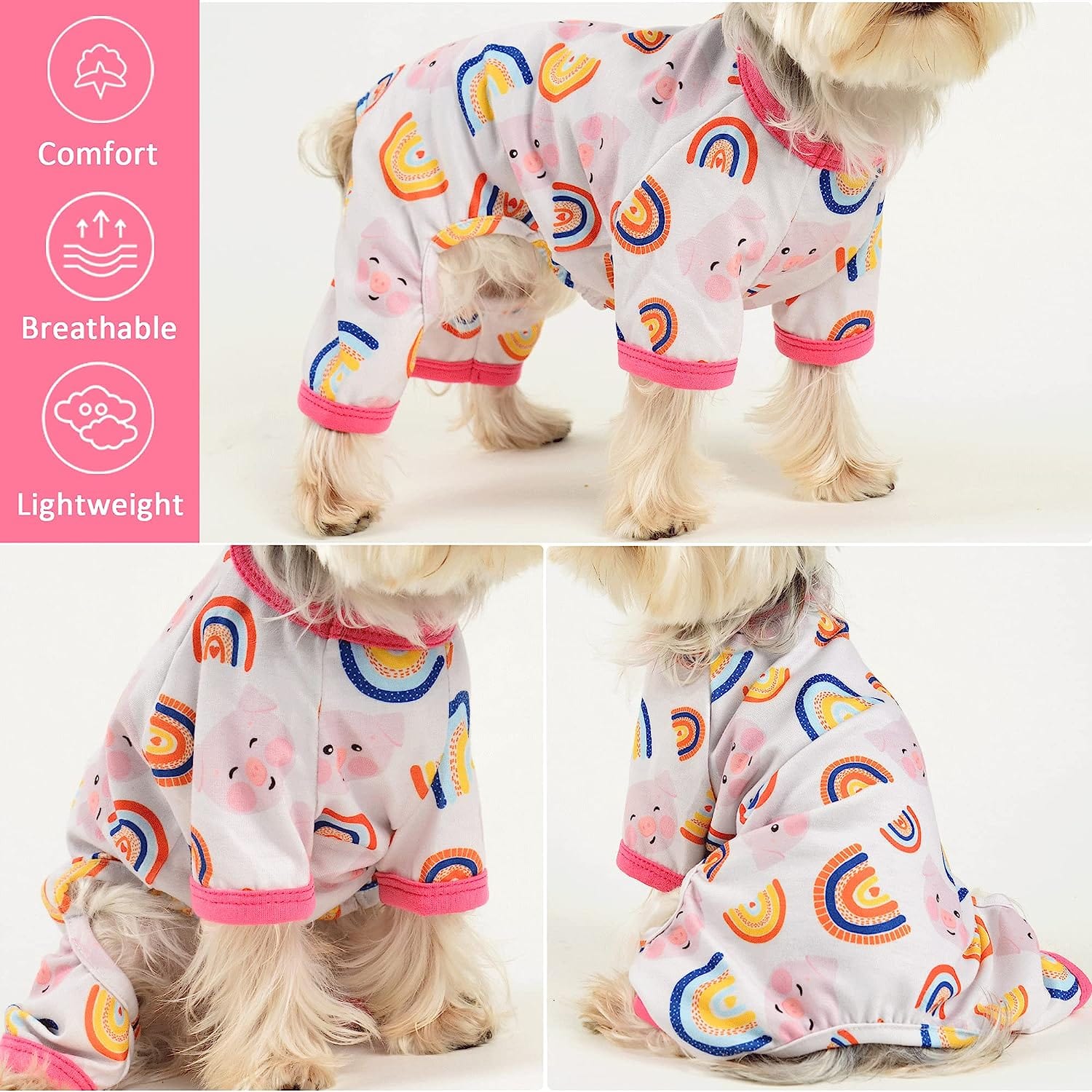 KUTKUT Small Dog Pajamas, Dog Pjs Spring Doggie Onesies Summer Pet Jammies Dog Clothes for Kitten Puppies Small Dogs Girl, Cat Apparel Outfit - kutkutstyle