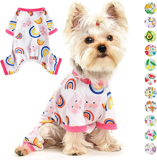 KUTKUT Small Dog Pajamas, Dog Pjs Spring Doggie Onesies Summer Pet Jammies Dog Clothes for Kitten Puppies Small Dogs Girl, Cat Apparel Outfit - kutkutstyle