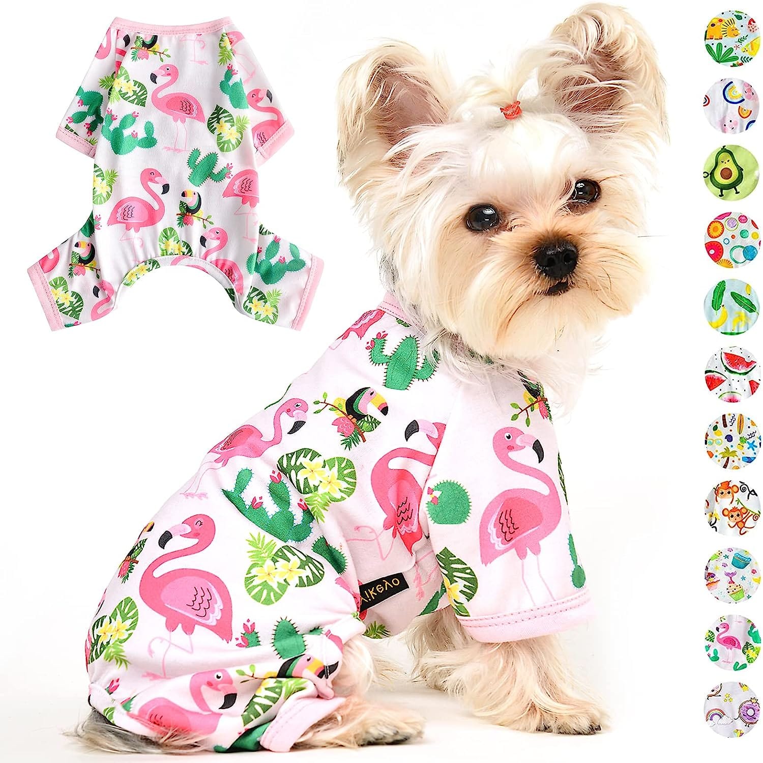 KUTKUT Small Dog Romper, Dog Pjs Spring Doggie Onesies