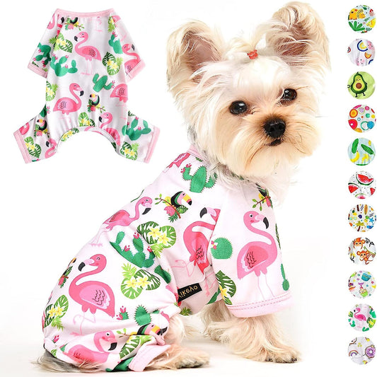 KUTKUT Small Dog Romper, Dog Pjs Spring Doggie Onesies Summer Pet Jammies Dog Clothes for Puppies Small Dogs Girl, Cat Apparel Outfit For ShihTzu, Maltese, Bichon - kutkutstyle