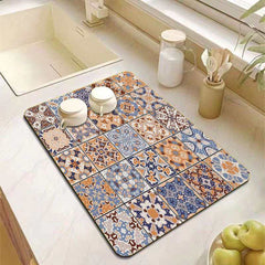 EZYHOME Dish Drying Mat for Kitchen Counter, Heat Resistant Drainer Mats with Non-slip Rubber Backed, Hide Stain Kitchen Super Absorbent Draining Mat, Easy to Clean Dish Rack Pad - kutkutstyl