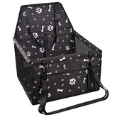 KUTKUT Pet Car Booster Seat Travel Carrier Cage, Oxford Breathable Folding Soft Washable Travel Bags With Seat Belt for Cats & Small Breed dog or Other Small Pet weight under 7kg (Black, SIZE: 40 x 34 x 25cm)-kutkutstyle