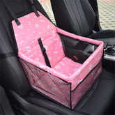 KUTKUT Pet Car Booster Seat Travel Carrier Cage, Oxford Breathable Folding Soft Washable Travel Bags with Seat Belt for Dogs Cats or Other Small Pet (Pink, Size: 40 x 34 x 25cm)-kutkutstyle