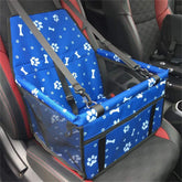 KUTKUT Pet Car Booster Seat Travel Carrier Cage, Oxford Breathable Folding Soft Washable Travel Bags With Seat Belt for Small Breed Dogs , Cats or Other Small Pet weight under 7kg (Blue, SIZE: 40 x 34 x 25cm)-kutkutstyle