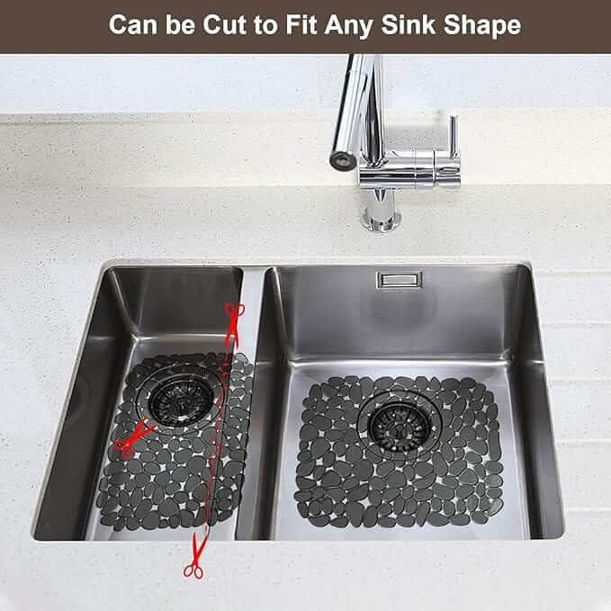 EZYHOME Kitchen Sink Mats, Adjustable PVC Sink Protector Mats for Stainless Steel Sink or Porcelain Sink, Dish Drying Mat for Bathroom Kitchen Sink Countertop, 15.8 x 12 inch - kutkutstyle