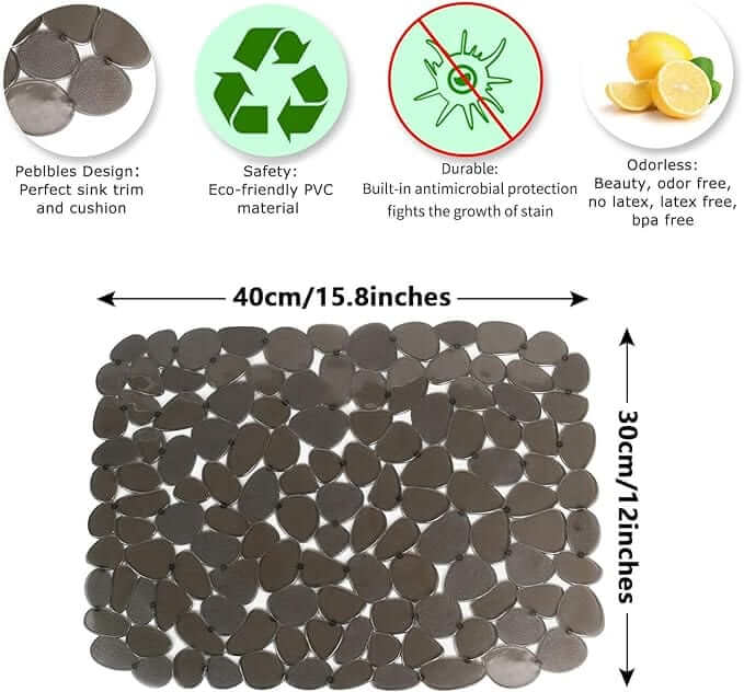 EZYHOME Kitchen Sink Mats, Adjustable PVC Sink Protector Mats for Stainless Steel Sink or Porcelain Sink, Dish Drying Mat for Bathroom Kitchen Sink Countertop, 15.8 x 12 inch - kutkutstyle