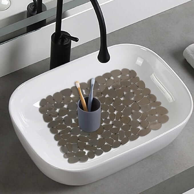 EZYHOME Kitchen Sink Mats, Adjustable PVC Sink Protector Mats for Stainless Steel Sink or Porcelain Sink, Dish Drying Mat for Bathroom Kitchen Sink Countertop, 15.8 x 12 inch - kutkutstyle