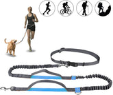 KUTKUT Hands Free Dog Running Leash with Adjustable Waist 28" to 48", Dual Handle Elastic Bungees Retractable Rope for Dogs, Reflective Stitch - kutkutstyle
