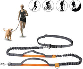 KUTKUT Hands Free Dog Running Leash with Adjustable Waist 28" to 48", Dual Handle Elastic Bungees Retractable Rope for Small, Medium and Large Dogs, Reflective Stitches for Walking Running &H