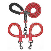 KUTKUT 2022 Reflective Coupler Splitter Adjustable 360 Swivel Double Nylon Bungee Dog Rope Lwash Two Dogs Walking Together with Comfortable Soft Handle for Small & Medium Dogs - kutkutstyle