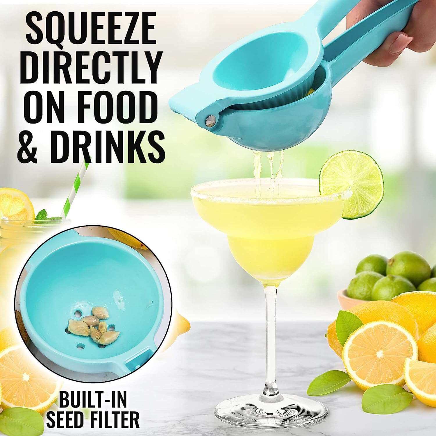 EZYHOME Lemon Squeezer - Lemon Juicer -Manual Juicer Citrus Lemon Squeezer, Fruit Juicer Lime Press Metal, Professional Kitchen Tools And Gadgets For Making Fresh Juice - Dishwasher-Safe - ku