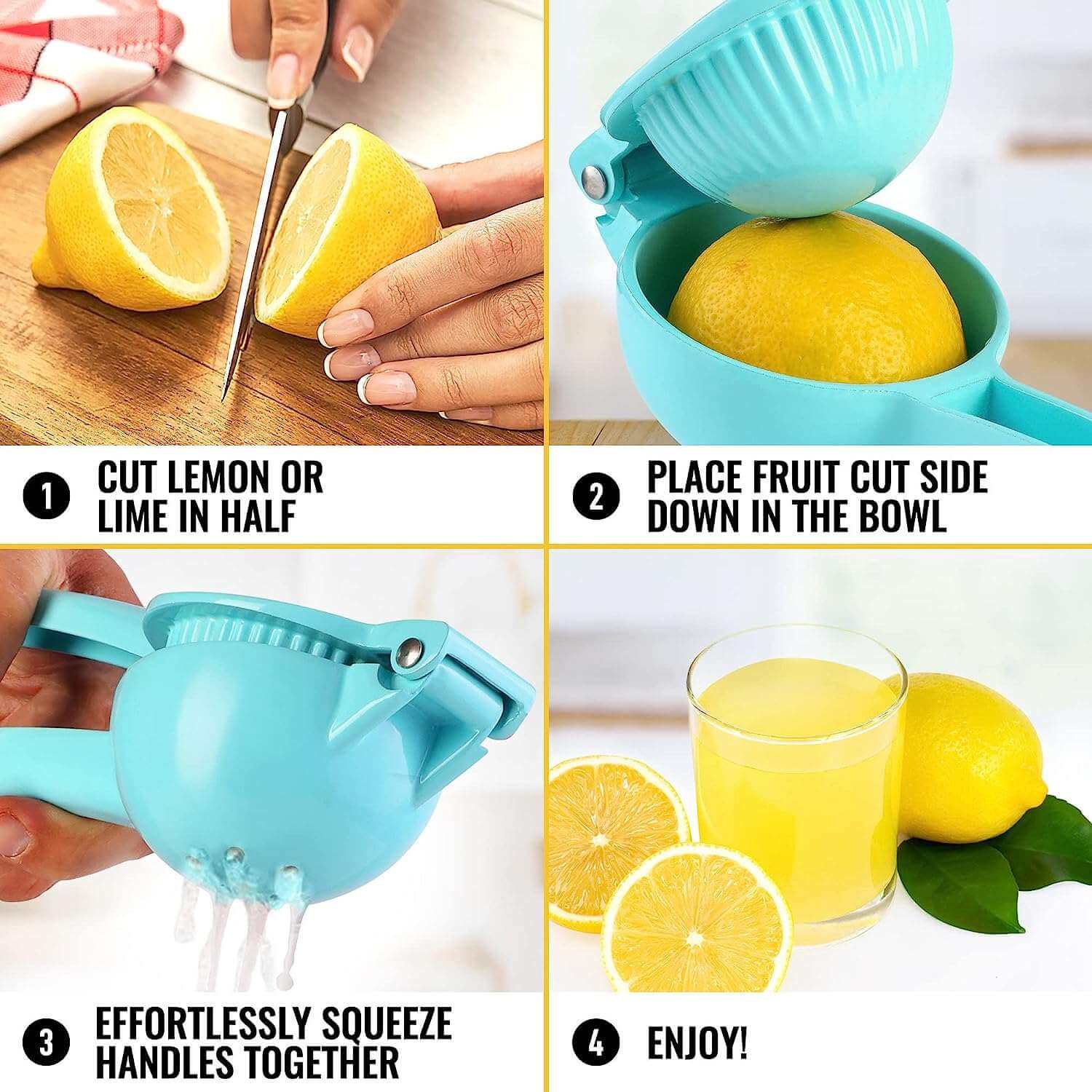 EZYHOME Lemon Squeezer - Lemon Juicer -Manual Juicer Citrus Lemon Squeezer, Fruit Juicer Lime Press Metal, Professional Kitchen Tools And Gadgets For Making Fresh Juice - Dishwasher-Safe - ku