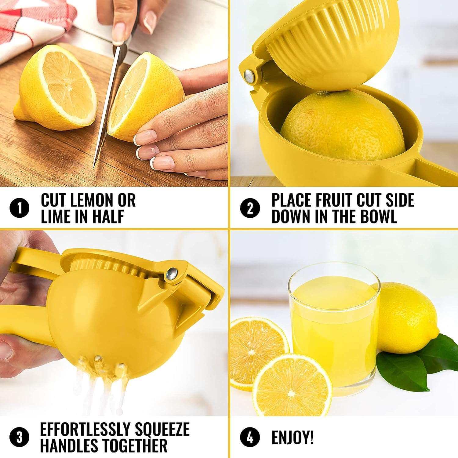 EZYHOME Lemon Squeezer - Lemon Juicer -Manual Juicer Citrus Lemon Squeezer, Fruit Juicer Lime Press Metal, Professional Kitchen Tools And Gadgets For Making Fresh Juice - Dishwasher-Safe - ku