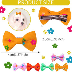 KUTKUT 20Pcs Assorted Handmade Dog Cat Hair Bows Small Dog Cat Hair Clips Cute Puppy Dog Small Bowknot Hair Bows with Metal Clips Handmade Hair Grooming Clips for Poodle Maltese ShihTzu - kut