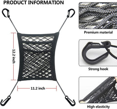 KUTKUT Dog Car Net Barrier | Pet Barrier with Auto Safety Mesh Organizer | Baby Stretchable Storage Bag Universal for Cars, SUVs -Easy Install, Car Divider for Driving Safely with Children &
