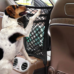 KUTKUT Dog Car Net Barrier | Pet Barrier with Auto Safety Mesh Organizer | Baby Stretchable Storage Bag Universal for Cars, SUVs -Easy Install, Car Divider for Driving Safely with Children &