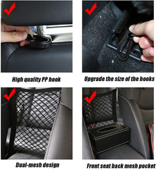 KUTKUT Dog Car Net Barrier | Pet Barrier with Auto Safety Mesh Organizer | Baby Stretchable Storage Bag Universal for Cars, SUVs -Easy Install, Car Divider for Driving Safely with Children &