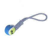 KUTKUT Toss'n'Floss Fling Rope with Tennis Ball, Indestructible Rope Dog Toys Tough Dog Toys for Aggressive Chewers Large Breed, Medium Dogs, Teething Chew Tug Toy (Size: 35cm, Weight 120gm)